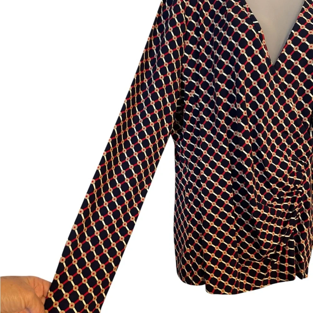 Talbots Geometric Print Long Sleeve Top  Office/Career    XLARGE   #3 - Picture 5 of 9